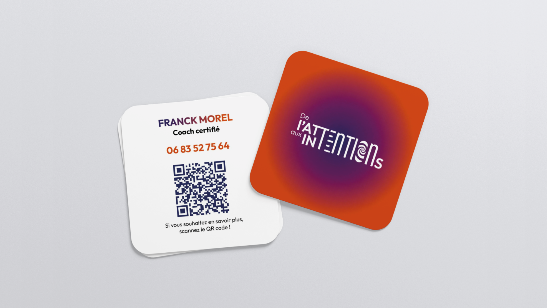 Carte de visite De l'Attention aux Intentions sobre et percutante mockup by Kyracom