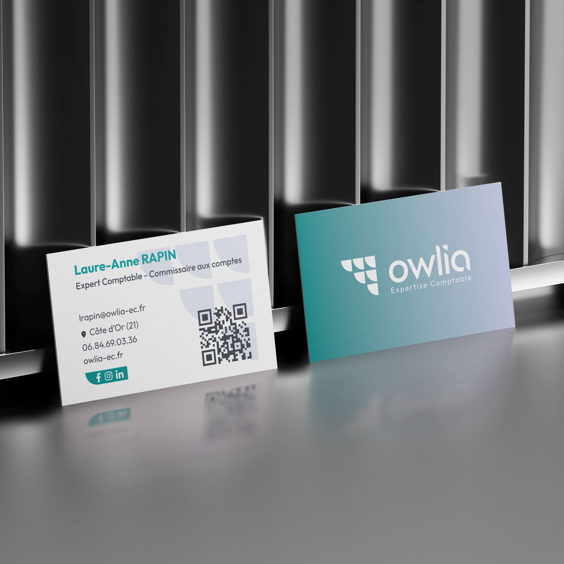 expert comptable, dijon, carte de visite, modernité, symbolique, chouette, couleurs