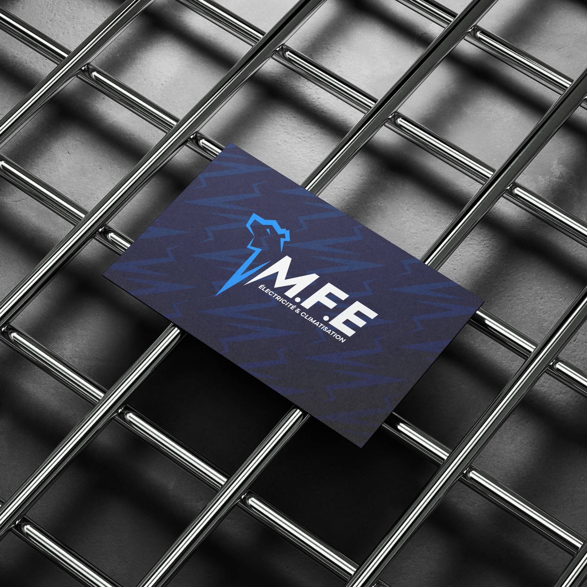 carte de visite, éclair, ours, électricien, climatisation, dijon, bleu, identité, visuel, logo